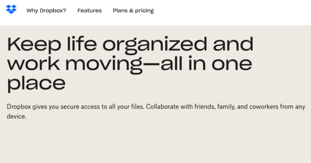 Dropbox Homepage