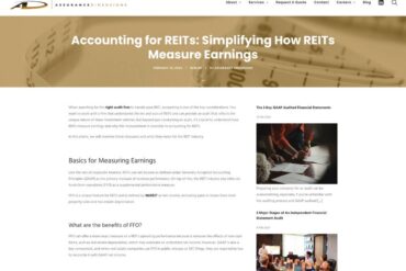 Accounting for REITs blog article